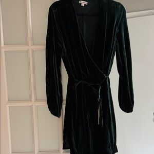 Whistles Dark Green Velvet Long Sleeve Dress. Worn ONCE!!